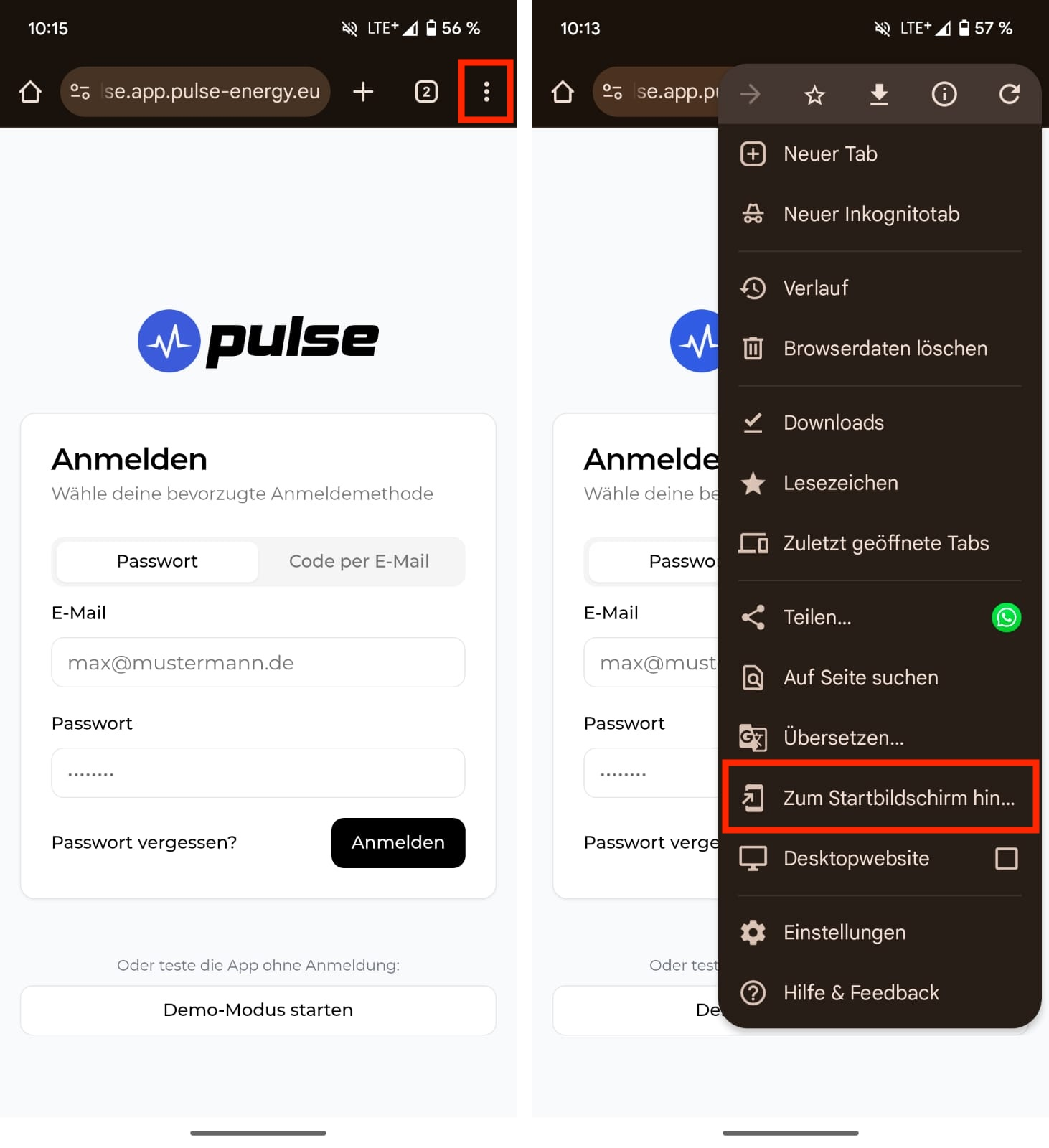 Chrome add to home screen