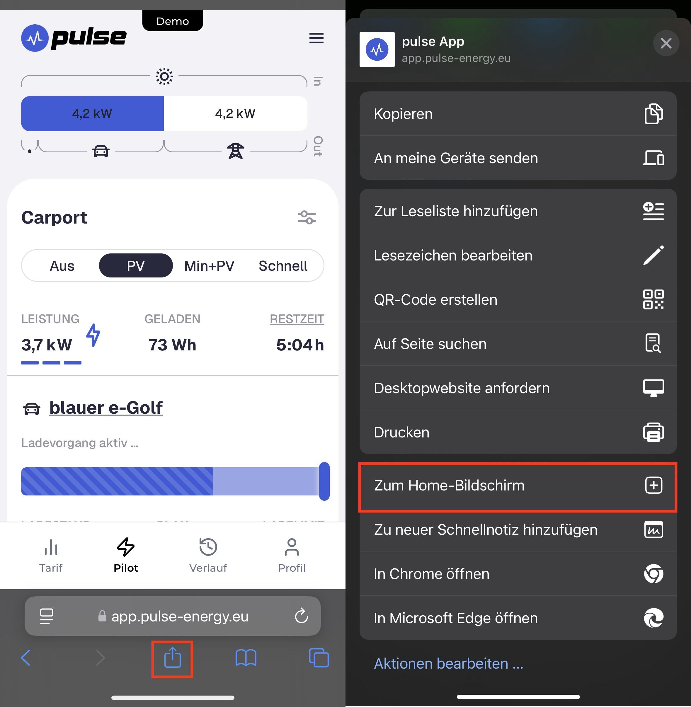 Safari add to home screen